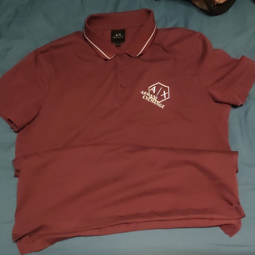 A/X Armani Exchange Men's Burgundy Polo Shirt